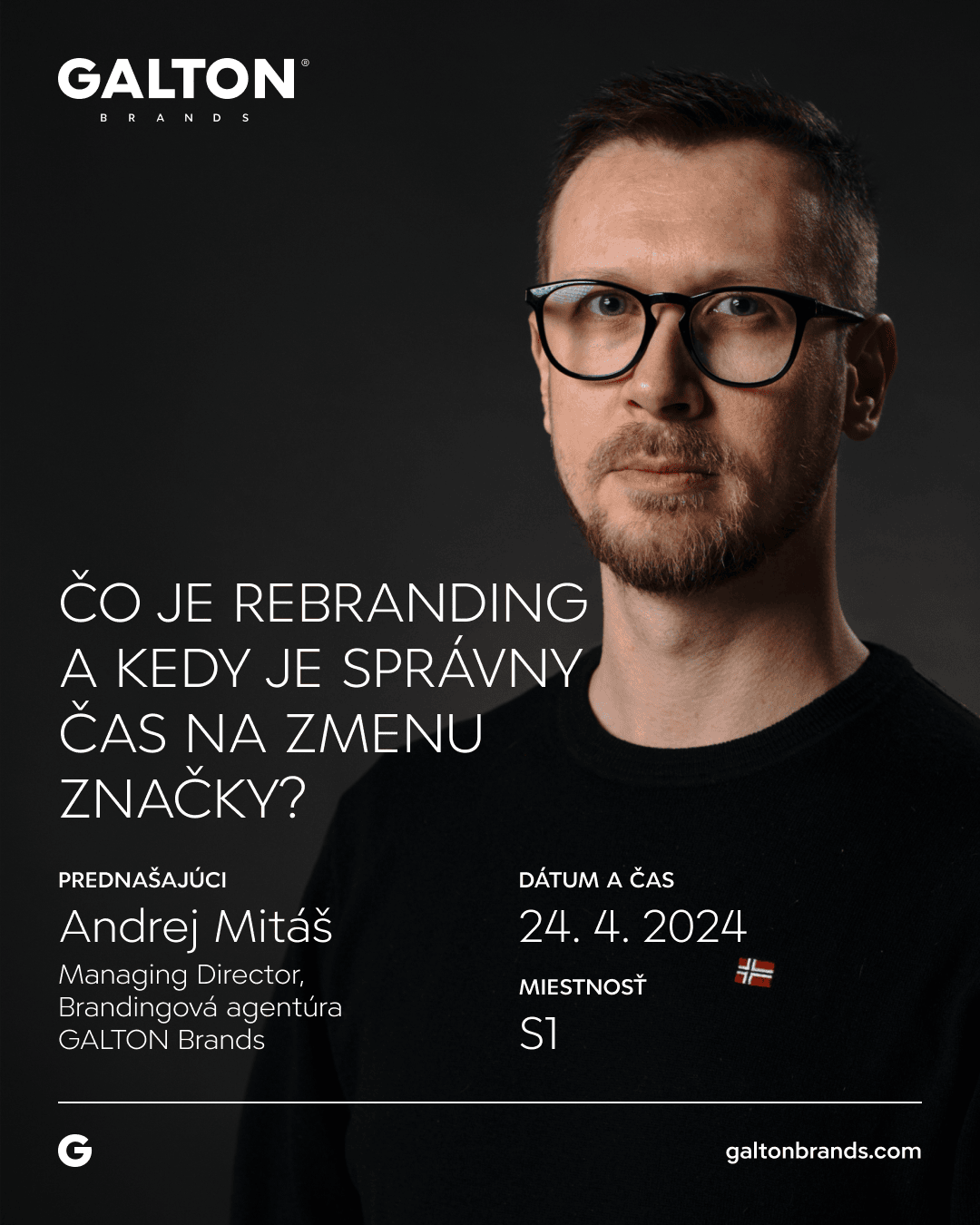 Event announcement, one speaker